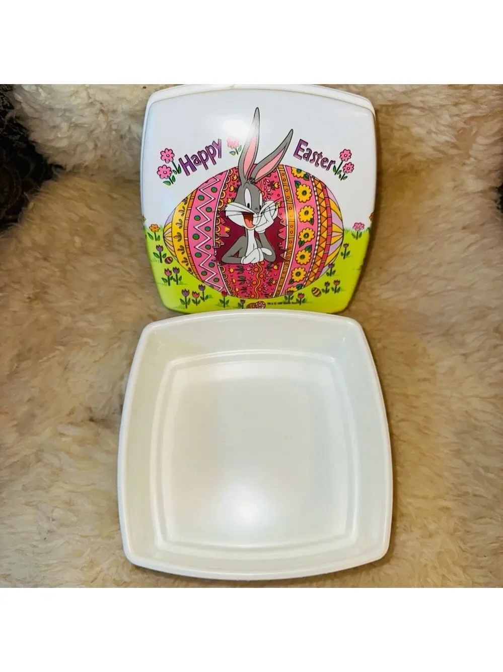 Vintage 1995 Warner Bros Bug Bunny Easter Theme Plastic Storage Boxes Set Of 2